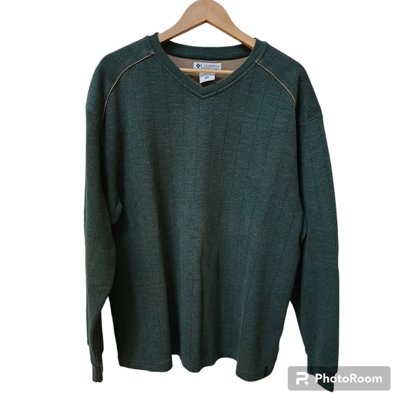 Vintage Columbia men's XL pullover knit sweater olive green - Picture 1 of 5